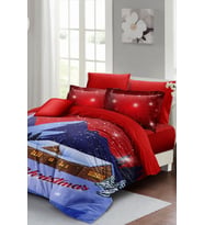 Yılbaşı Süsü House Noel %100 Pamuk Saten 3d Çift Kişilik Nevresim Takımı