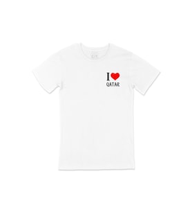 I Love Katar Cep Logo Tasarımlı Beyaz Tişört