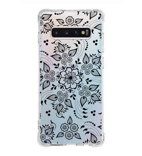 Samsung Galaxy S10 Plus  Köşe Korumalı Antişok Kapak Nostalji Desen Tasarımlı Şeffaf  Kılıf