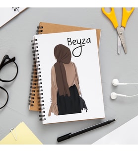 Kız Karakter Tasarımlı Defter Kişiye Özel