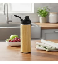 Lexroo 450 ml Bambu Kaplama Tabanlı Mat Siyah Çelik Termos