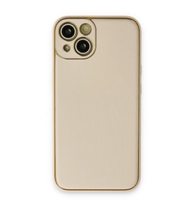 Iphone 14 Kılıf Coco Deri Silikon Kapak - Gold