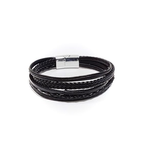 Shadow Weave – Çoklu Siyah Deri Erkek Bileklik-132