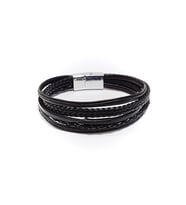 Shadow Weave – Çoklu Siyah Deri Erkek Bileklik-132