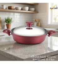 ARZU ÇELİK 26 Cm Granit Karnıyarık & Pilav Tenceresi Çelik Kapak - Mürdüm