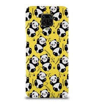 Xiaomi Redmi Note 9 Pro Uyumlu Lansman Kılıf Panda Tasarımlı İçi Kadife Kapak-Sarı (Şeffaf)