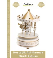 #MüzikKutusu Nostaljik Ahşap Dekoratif Hediyelik Kurmalı Hareketli Vintage Atlı Karınca Müzik Kutusu