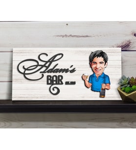 BK Gift Kişiye Özel Karikatürlü Kabartma Tasarım Antik Beyaz Ahşap Bar Tabelası, Home Bar Tabela, Rustik Ev Dekorasyonu, Duvar Dekoru-6