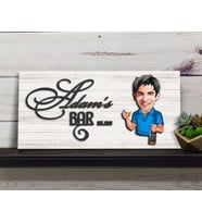 BK Gift Kişiye Özel Karikatürlü Kabartma Tasarım Antik Beyaz Ahşap Bar Tabelası, Home Bar Tabela, Rustik Ev Dekorasyonu, Duvar Dekoru-6