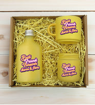 BK Gift Kişiye Özel İsimli DTF Best Friend Temalı Sarı Kahve Fincanı & Kolonya & Mum Hediye Seti-3, Arkadaşa Hediye, Doğum Günü Hediyesi