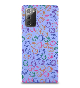 Samsung Galaxy Note 20 Uyumlu Lansman Kılıf Hello Kitty Tasarımlı İçi Kadife Kapak-Lila (Şeffaf)