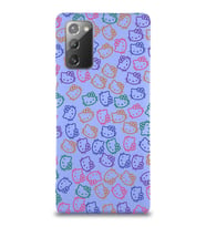 Samsung Galaxy Note 20 Uyumlu Lansman Kılıf Hello Kitty Tasarımlı İçi Kadife Kapak-Lila (Şeffaf)