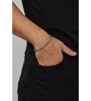 4mm Kral Kare 925 Ayar Gümüş Erkek Zincir Bileklik Veb-5003