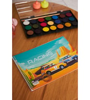 Okul Öncesi Küçük Boy Yarış arabaları 12 Adet Küçük Boy Set 15 yapraklı Karton Kapaklı Resim Defteri 17x24cm
