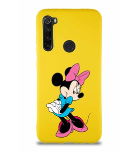 Xiaomi Redmi Note 8 Soft Premier Kapak Minnie Mouse-F Tasarımlı Silikon Kılıf - Sarı (Şeffaf)