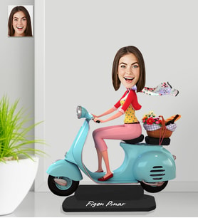 Kişiye Özel Motorcut Kadın Ahşap Biblo-3