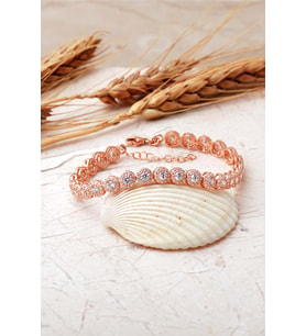 5 mm Elmas Montürlü 925 Ayar Gümüş Bileklik (Rose)