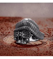 925 Ayar Gümüş Gothic Zirkon Taşlı Motorcu Erkek Yüzük