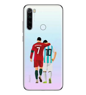 Redmi Note 8 Uyumlu Lionel Messi ve Cristiano Ronaldo Desenli Şeffaf Telefon Kılıfı
