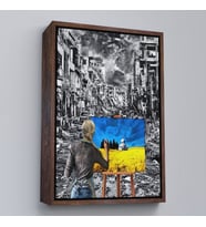 Çerçeveli Hayalindeki Ukrayna'yi Çizen Ukraynalı Ressam Tablosu (Kahverengi)
