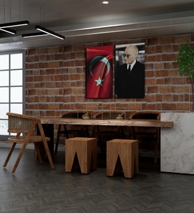 Kişiye Özel Türk Bayrağı Ve Mustafa Kemal Atatürk Tasarımlı Kanvas Tablo İkili Set 30x50 cm Yeni İş Hediyesi