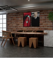 Kişiye Özel Türk Bayrağı Ve Mustafa Kemal Atatürk Tasarımlı Kanvas Tablo İkili Set 30x50 cm Yeni İş Hediyesi