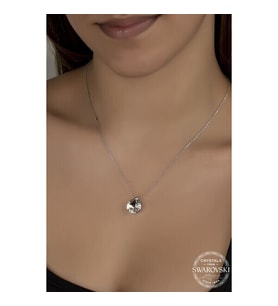 Crystal Taşlı  Top  Zincir 925 Ayar Gümüş Kolye