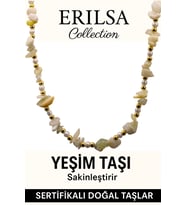 Sertifikalı Kırık Taşlı Model İnci ve Yeşim Taşı Kolye (Çok Renkli)