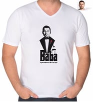 BK Gift Kişiye Özel Godfather Silüet Tasarımlı V Yaka Tişört-3 (Beyaz)