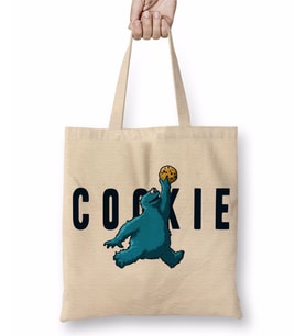 Monster Cookies Cookie Kurabiye Canavarı Bez Çanta Uzun Saplı