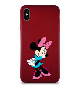 Apple iPhone XS Max Soft Premier Kapak Minnie Mouse-F Tasarımlı Silikon Kılıf - Mürdüm (Şeffaf)