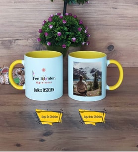Fen Bilimleri Öğretmeni Kupa Bardak Sarı Fotoğraflı Öğretmenler Günü Hediyesi