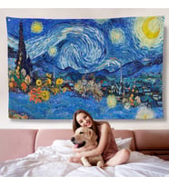 Vincent Van Gogh - Yıldızlı Geceler Duvar Örtüsü - Starry Night-7172