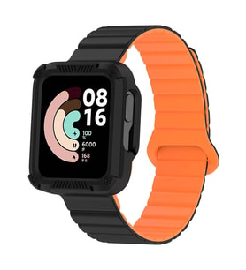 Xiaomi Redmi Mi Watch Lite 1 Kordon Double Color Magnetic Strap 105-BH52 (Siyah - Turuncu)