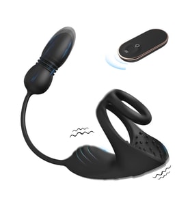 Astarte Blackout Dualsync İleri Geri Hareketli P-Spot Plug ve Titreşimli Penis Halkası Prostat Vibratör