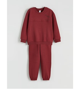 LCW Kids Bordo Dinozor Baskılı Erkek Çocuk Sweatshirt Ve Eşofman Alt