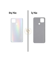 Oppo A15 Gümüş Uyumlu Arka Kapak Arka Cam Batarya Pil Kapağı Lazer Kesim Back Cover