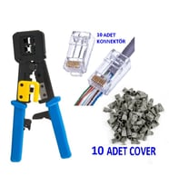 Yeni Nesil Rj45 Ağ Pensesi + 10 Adet Jack + 10 Adet Kılıf