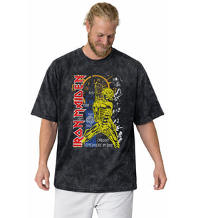 Iron Maiden Rock Metal Müzik Grubu Baskılı Unisex Oversize Vintage Yıkamalı Tişört