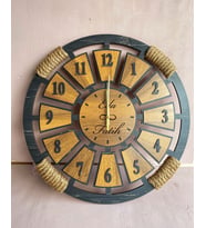 Kişiye Özel Halatlı Dekoratif Ahşap Duvar Saati 40 cm
