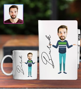 Kişiye Özel Karikatür Tasarım Defter Kalem Kupa Hediye Seti 96160