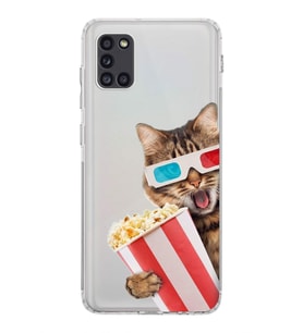 PrintiFy Samsung Galaxy A31 ile Uyumlu Kedi 1 Kamera Korumalı Şeffaf Kılıf