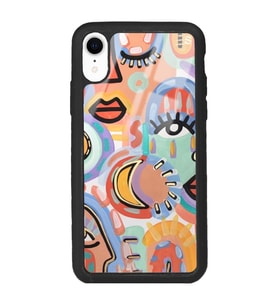 iPhone XR Suluboya Retro Göz Tasarımlı Glossy Telefon Kılıfı