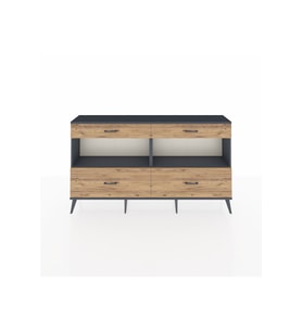 Arges Konsol 2 Raflı 4 Çekmeceli  176x30x99 Antrasit-Antrasit/Çam