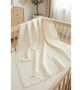 Bebek Muslin Pıke 85x100 cm Ekru%100 Pamuklu