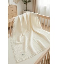 Bebek Muslin Pıke 85x100 cm Ekru%100 Pamuklu