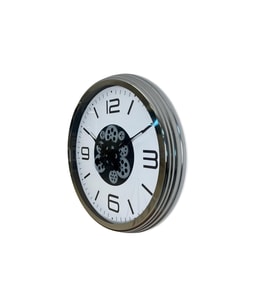 Krom Modern 60 Cm Çarklı Duvar Saati (Standart)