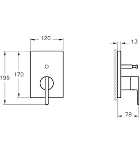Vitra Suit A42838 Ankastre Banyo Bataryası, Sıva Üstü, Krom