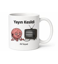 Televizyon Karıncalanma Çizimli Yayını Kesilen Yorgun Beyin Kupa Bardak Hediye