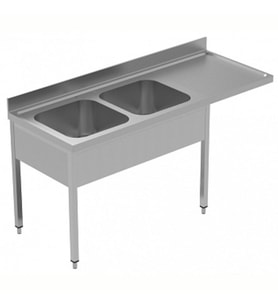 Electrolux Professional Tezgahaltı Bulaşık Makinesi Tezgahı, 2 Evye (500x500 Mm) & Sağ Tarafta Süzdürme - 1800 Mm, Plus GLR2DSXPE